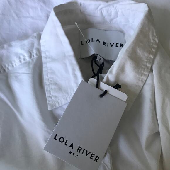 Lola River Anthropologie Shirt Women Small White Button Cuff Boxy Capsule Blouse - Picture 7 of 9